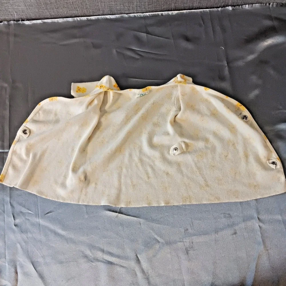 VTG Carter's Baby Wrap Shirt 6M Yellow Teddy Bear Print‎ USA Newborn Kimono Top
